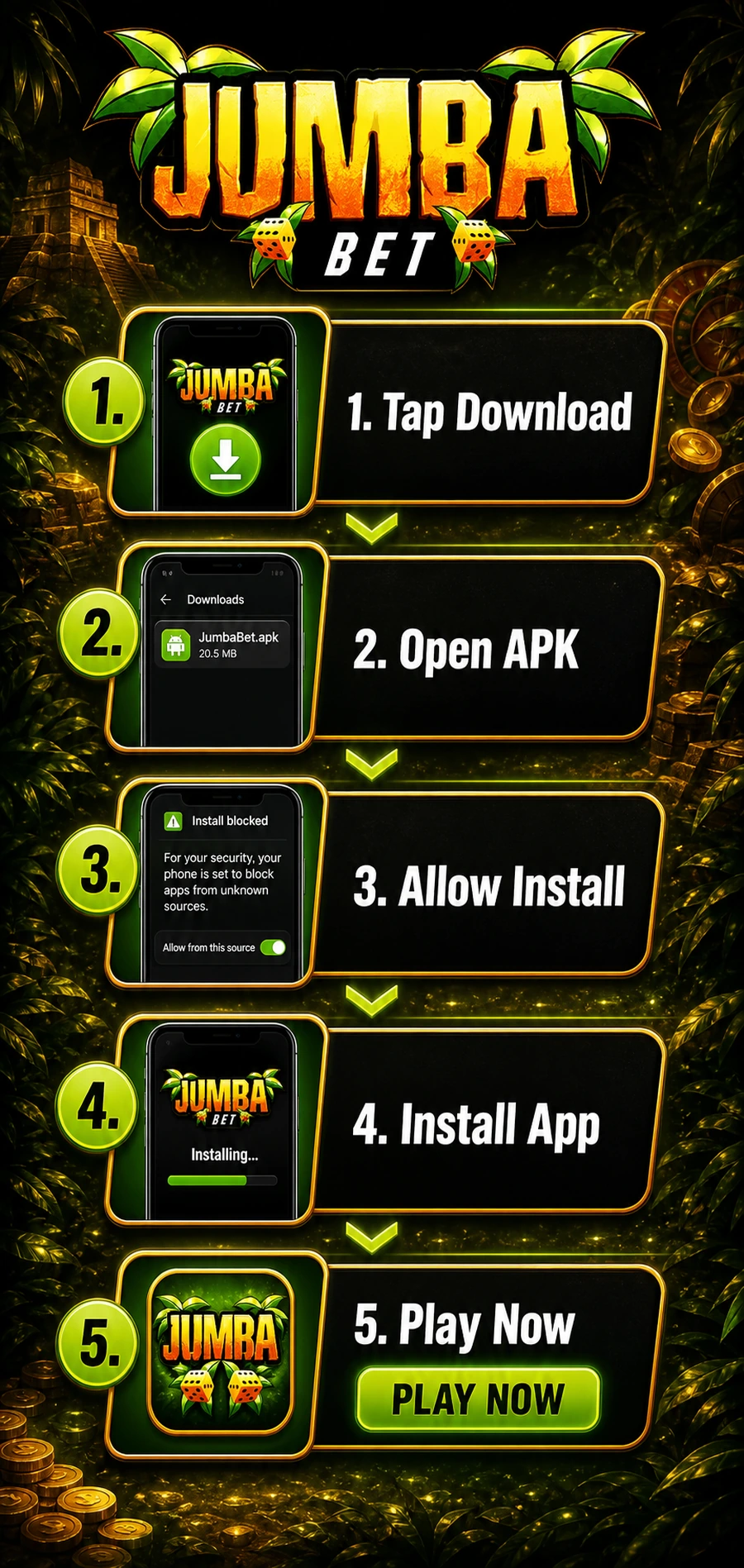 Jumba Bet Android app installation steps