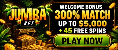 Jumba Bet welcome bonus 300% match up to $5,000 plus 45 free spins on Cheeky Chimp