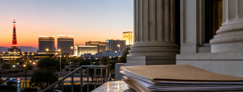 Las Vegas courthouse and neutral legal file for a sports betting news story