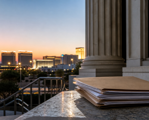 Las Vegas courthouse and neutral legal file for a sports betting news story