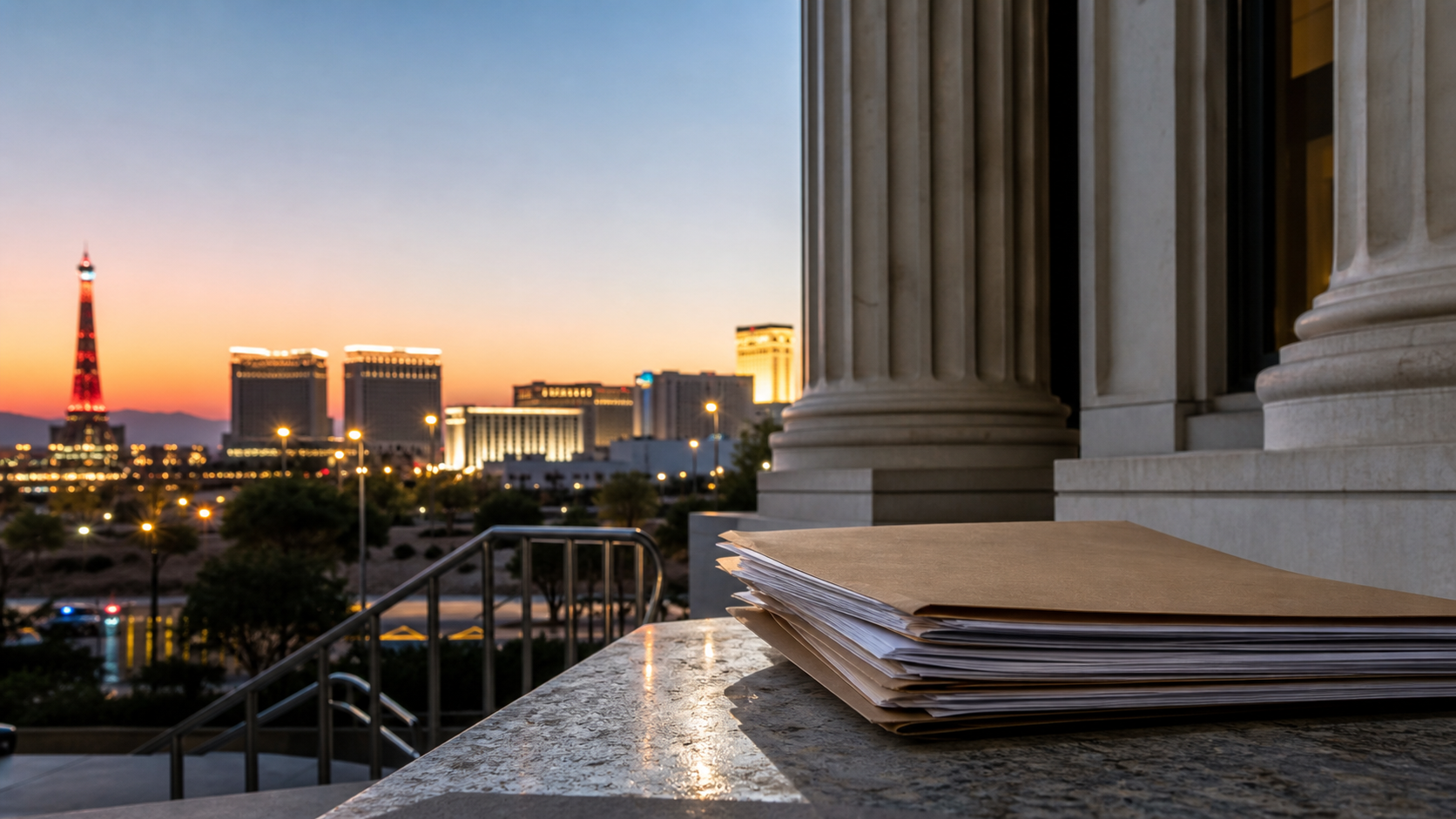 Las Vegas courthouse and neutral legal file for a sports betting news story