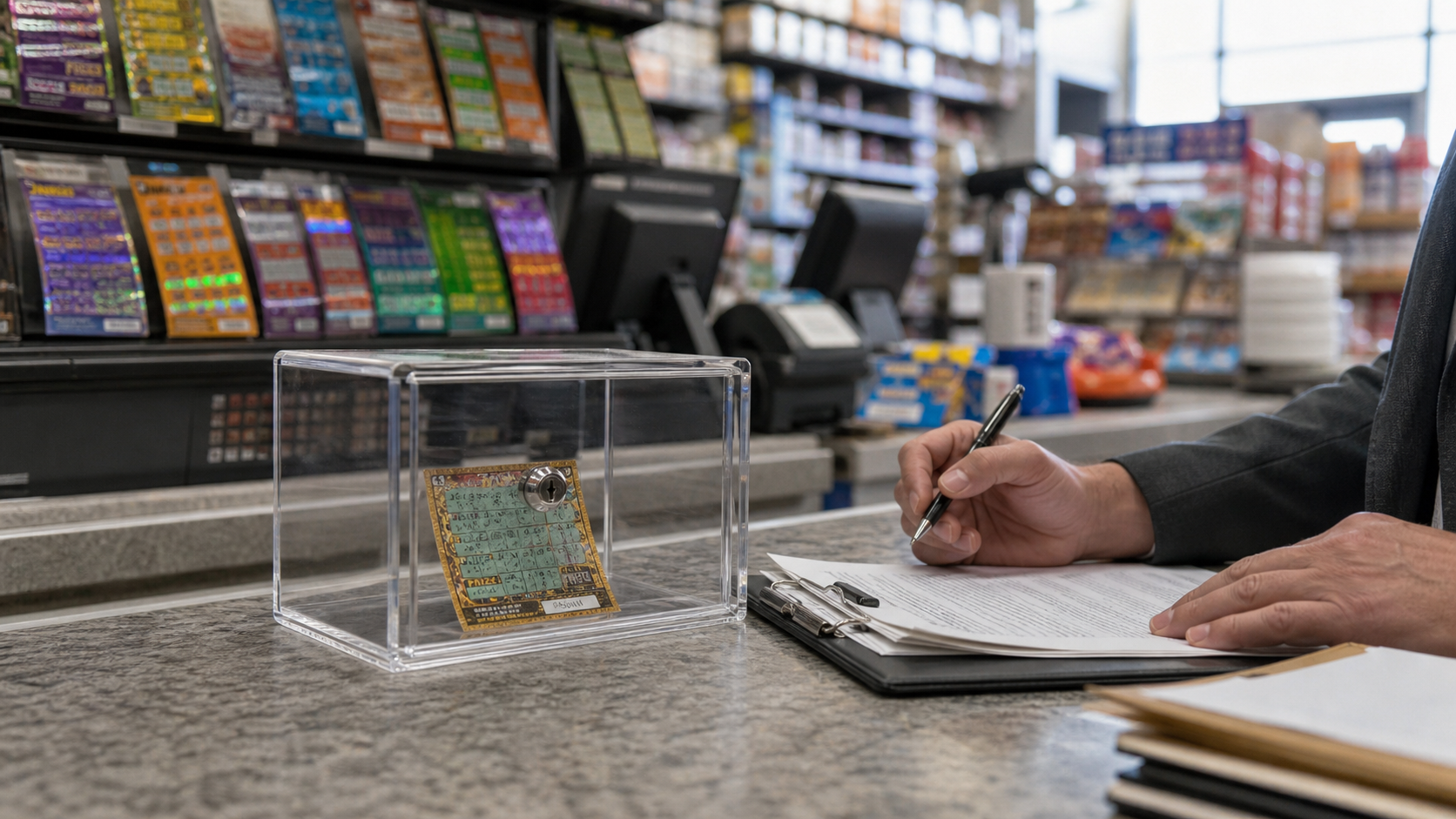 California lottery winnings dispute editorial illustration