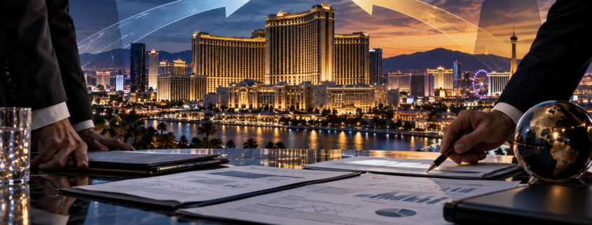 Editorial illustration about MGM takeover bid, United States casino and gambling news, and source documents