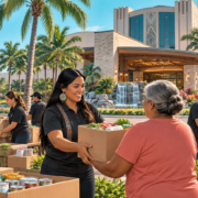 Editorial illustration of a South Florida tribal casino community-support partnership