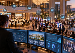 Editorial illustration of an integrated casino resort operations platform