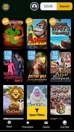 Jumba Bet’s mobile game lobby from Chipy.