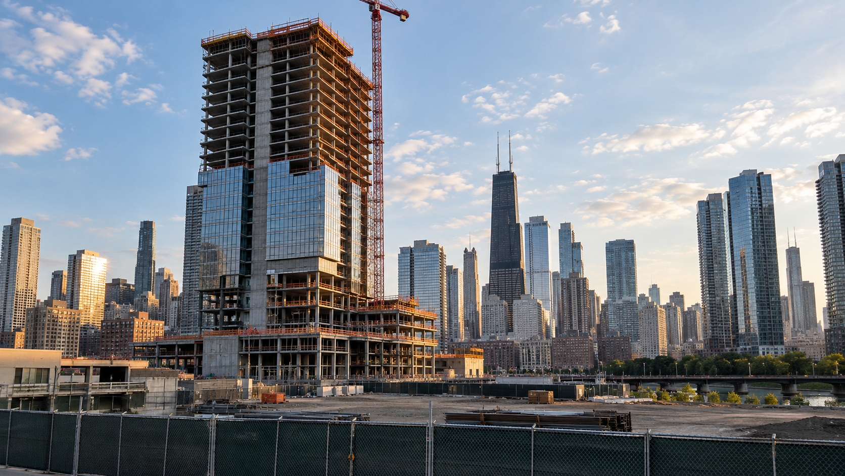 Editorial illustration for Bally’s Chicago Casino Project: Stalled Hotel Worksite Signals Uncertainty