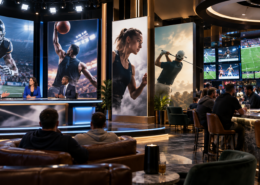 Editorial illustration of sports-betting advertising competition