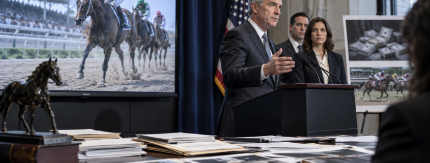 Editorial illustration for US Casino Racetrack Sanctions: Treasury Action Puts Cross-Border Betting in Focus